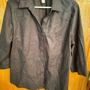 Chico's Black Blouse with Three-Quarter Sleeves